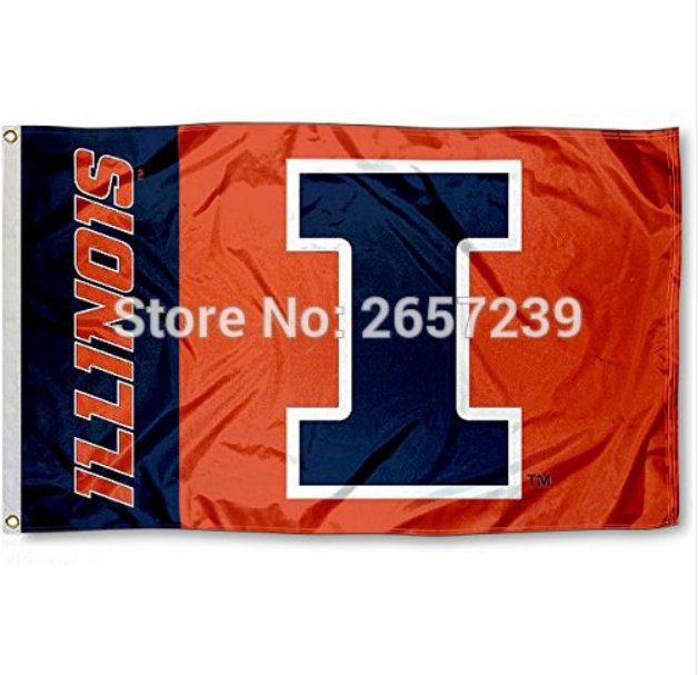 Illinois Fighting Illini Flag 3x5FT NCAA banner 100D Polyester brass grommets custom66,free shipping