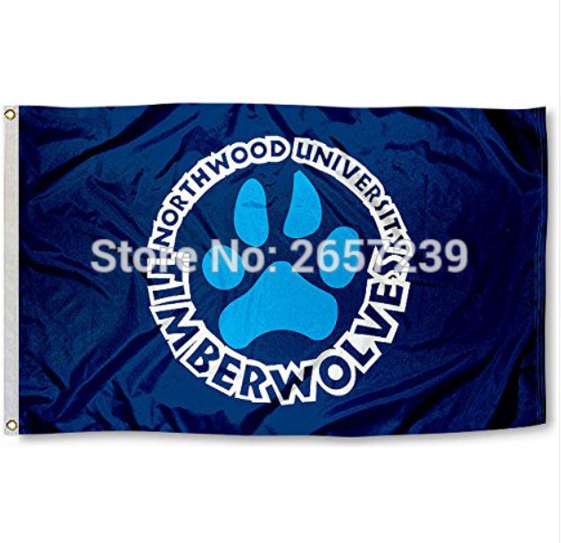 Northwood Timberwolves University Flag 3x5FT NCAA banner 100D Polyester brass grommets custom66