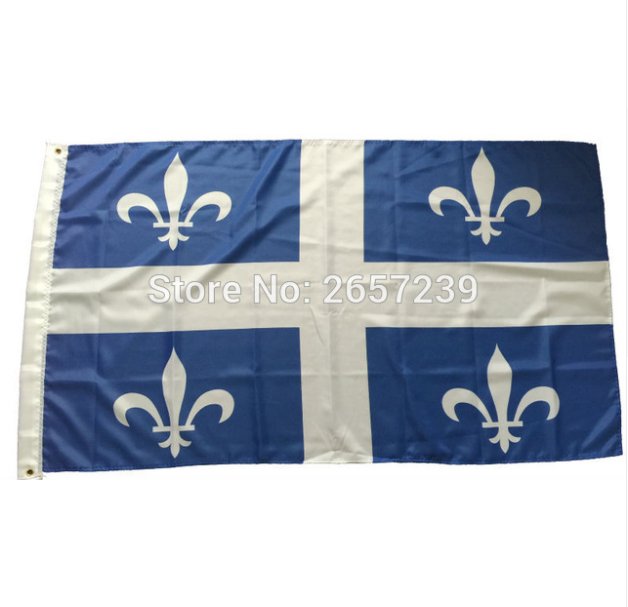 Quebec State Flag 3x5FT banner 100D 150X90CM Polyester brass grommets custom66, Free Shipping