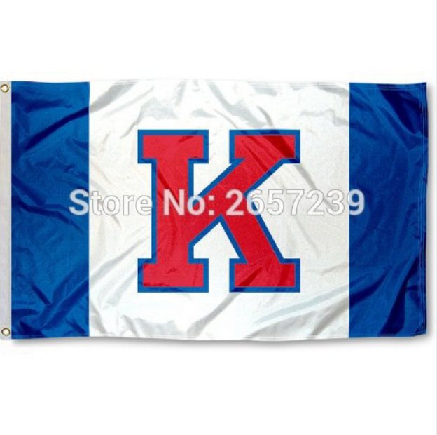 Kansas Jayhawks Big K Flag 3x5FT NCAA banner 100D  Polyester brass grommets custom66