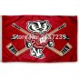 Wisconsin Badgers Hockey Flag 3x5FT NCAA banner 100D Polyester brass grommets custom66