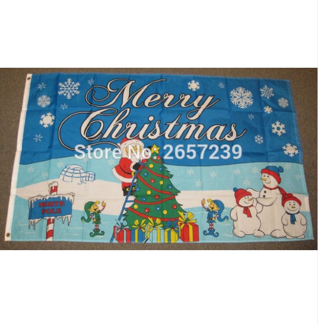North Pole Merry Christmas Flag 3x5FT banner 100D Polyester brass grommets custom66, Free Shipping
