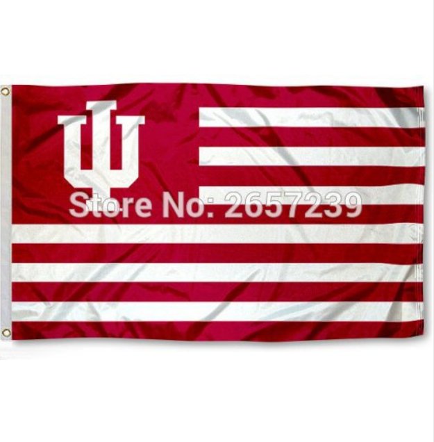 IU Hoosiers Indiana with Stripes Flag 3x5FT NCAA banner 100D Polyester brass grommets custom66