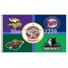 Minnesota State Vikings Twins Wild Flag 3x5FT MLB banner 100D Polyester brass grommets custom66 Minnesota State Vikings Twins Wild Flag 3x5FT MLB banner 100D Polyester brass grommets custom66
