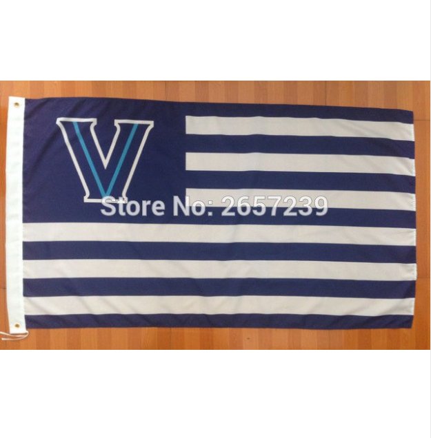 College Villanova stripes Flag 3x5FT NCAA banner 100D 150X90CM Polyester brass grommets custom66