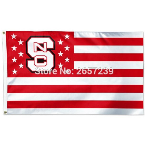 North Carolina State Wolfpack with Stripes+Stars Flag 3x5FT 100D Polyester brass grommets custom66