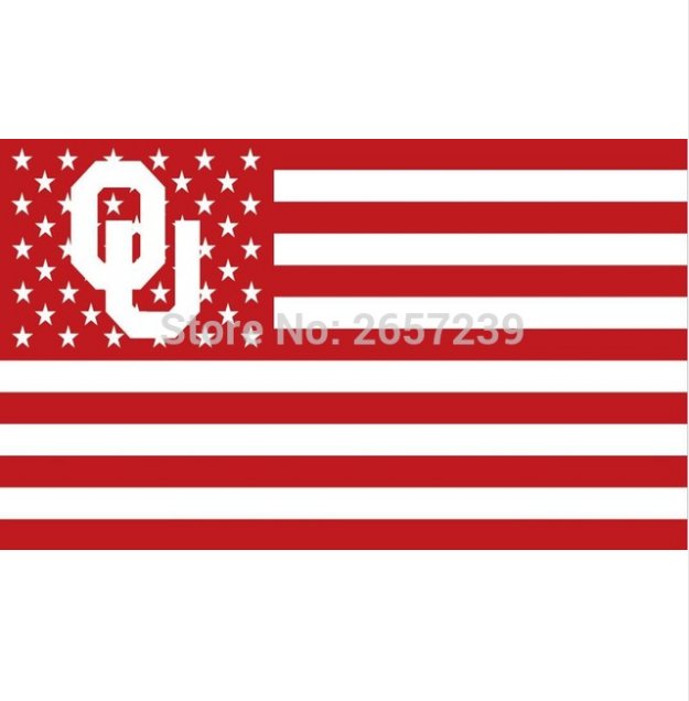 Oklahoma Sooners with US Stars Stripes Flag NCAA banner 100DPolyester brass grommets custom