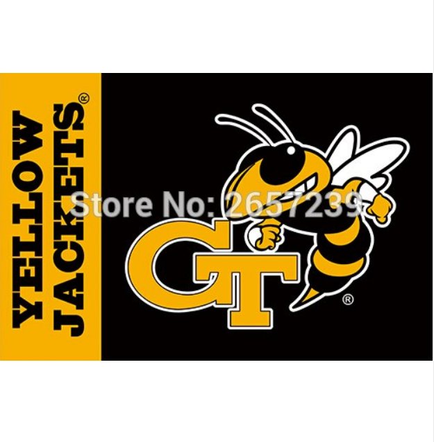 Georgia Tech Yellow ackets flag 150X90CM 100D Polyester brass grommets custom flag, Free Shipping