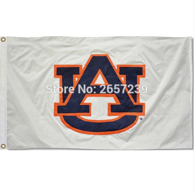 Auburn Tigers WHITE Flag 3x5FT NFL banner150X90CM 100D Polyester brass grommets custom,Free Shipping
