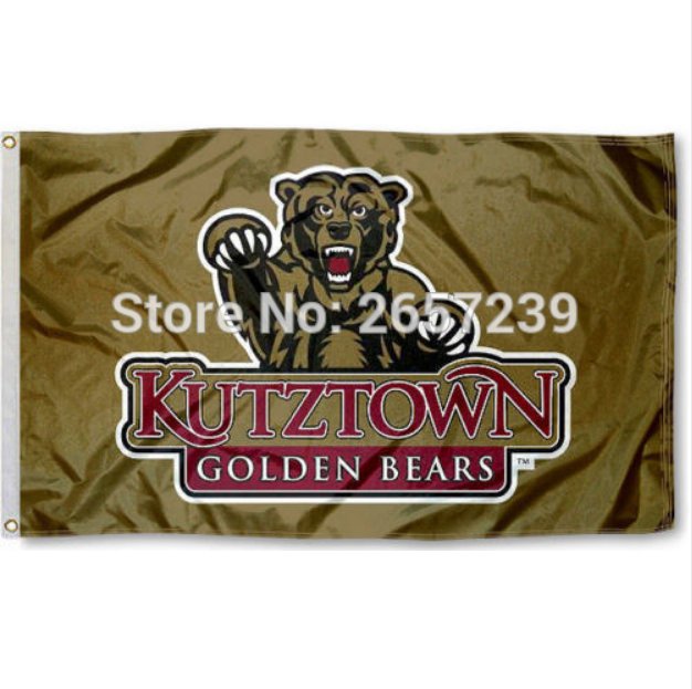 Kutztown Bears Gold Flag 3x5FT NCAA banner 100D Polyester brass grommets custom66,free shipping