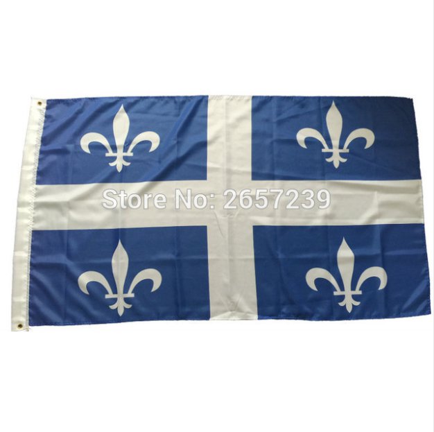 Quebec State Flag 3x5FT banner 100D 150X90CM Polyester brass grommets custom66, Free Shipping