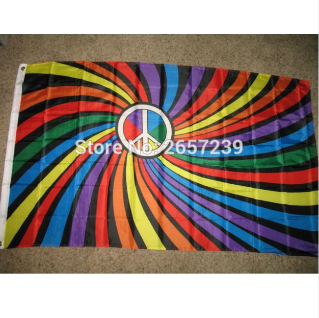 3x5FT Rainbow Swirl Peace Flag banner150X90CM 100D Polyester brass grommets custom,Free Shipping