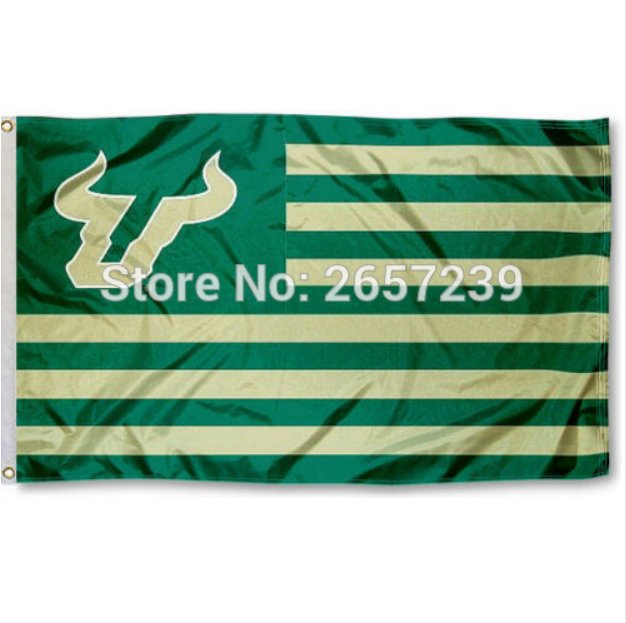 South Florida Bulls with Stripes Flag 3x5FT NCAA banner 100D Polyester brass grommets custom66