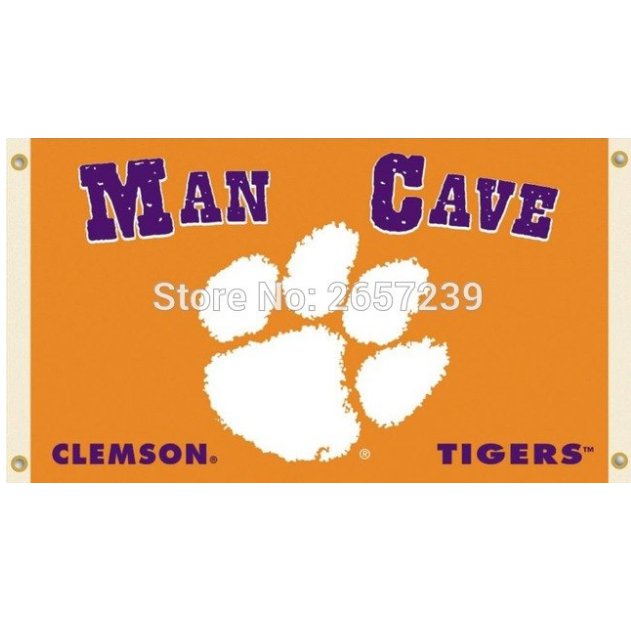 Clemson Tigers Man Cave NCAA Flag 3x5FT banner 100D Polyester brass grommets custom66
