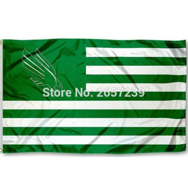 North Texas Mean Green Stripes Flag 3x5FT NCAA banner 100D Polyester brass grommets custom flag