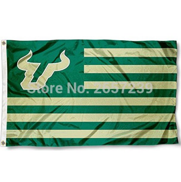 USF Bulls Striped Flag 3x5FT NCAA banner 150X90CM 100D Polyester brass grommets custom,Free Shipping