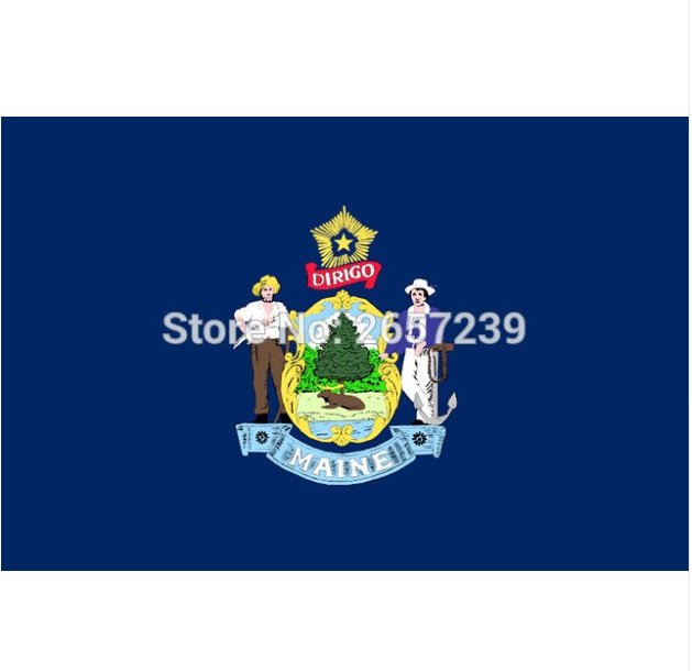 Maine State Flag 3x5FT banner 100D 150X90CM Polyester brass grommets custom66, Free Shipping