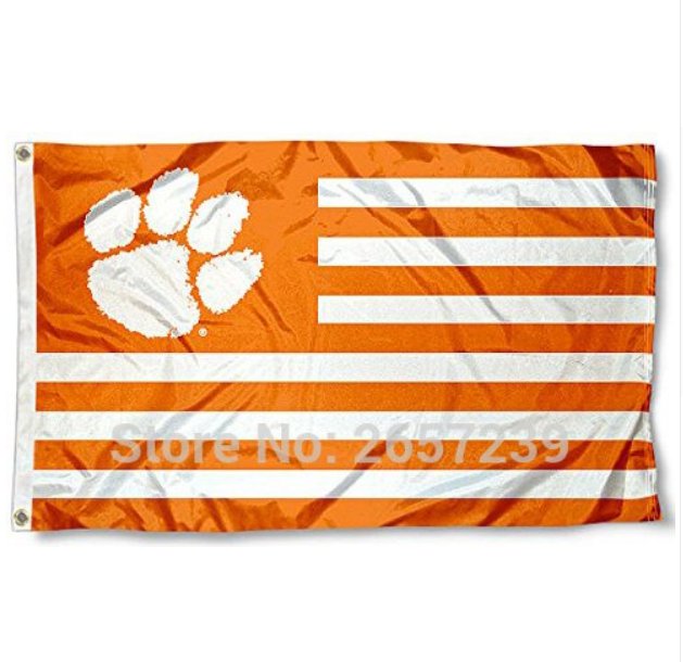 Clemson Tigers Striped Flag 3x5FT NCAA banner 100D Polyester brass grommets custom,Free Shipping