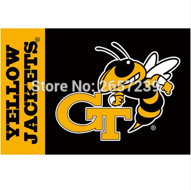 Georgia Tech Yellow ackets flag 150X90CM 100D Polyester brass grommets custom flag, Free Shipping