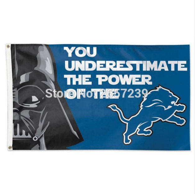 Detroit Lions Star Wars Flag 3x5FT NFL banner 100D Polyester brass grommets custom66, Free Shipping