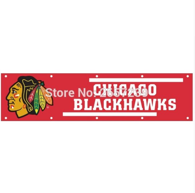 Chicago Blackhawks banner Flag 8x2FT banner 100D 240x60CM Polyester brass grommets custom66