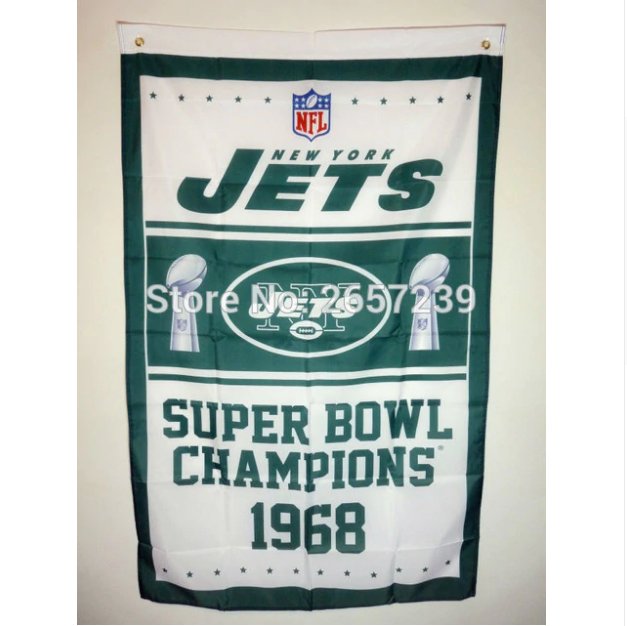 New York Jets super bowl champions Flag 3x5FT NFL banner 100D Polyester brass grommets custom