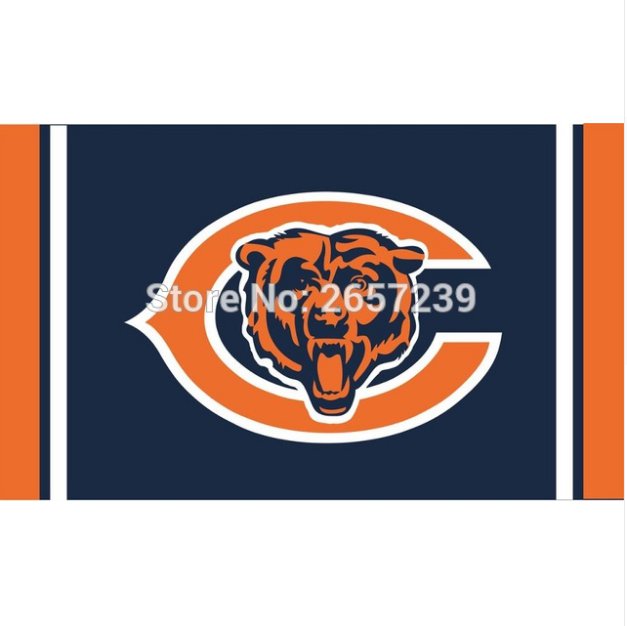 Chicago Bears logo and column Flag 3x5FT NFL banner150X90CM 100D Polyester brass grommets custom