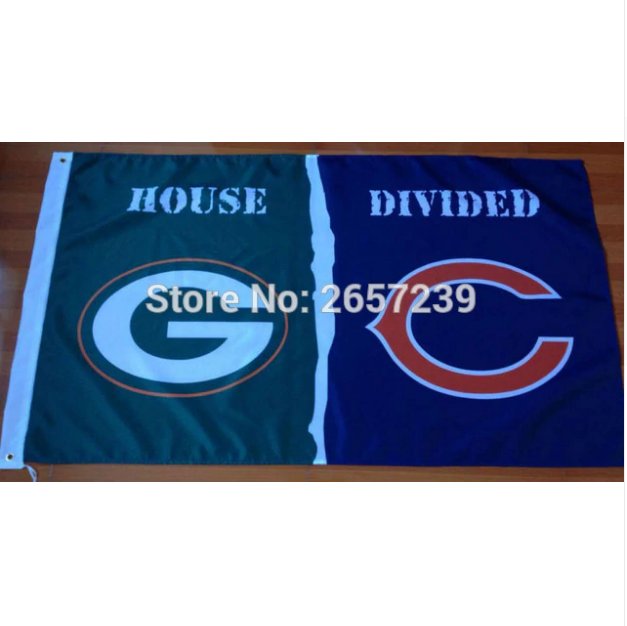 Green Bay Packers Chicago Bears House Divided 3x5FT banner 100D Polyester brass grommets custom66