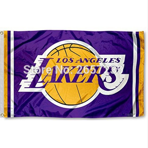 Los Angeles Lakers Column Flag 3x5FT NBA banner 100D Polyester brass grommets custom66