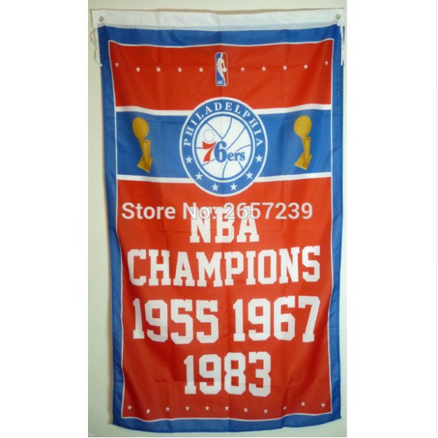 Philadelphia 76ers Final Champions Flag 3x5FT NBA banner 100D Polyester brass grommets custom66