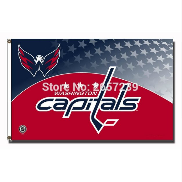 3x5FT NHL Team Washington Capitals logo wordmark Flag banner 100D Polyester brass grommets custom