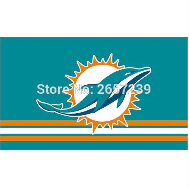 Miami Dolphins Three Lines Flag 3x5FT NFL banner 100D Polyester brass grommets custom66