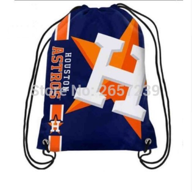 Houston Astros logo Drawstring Backpack Digital Printing Pouch 100D Polyester brass grommets custom