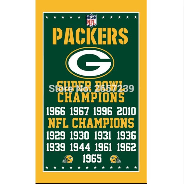 Green Bay Packers super bowl champions Flag 3x5FT NFL banner 100D Polyester brass grommets custom