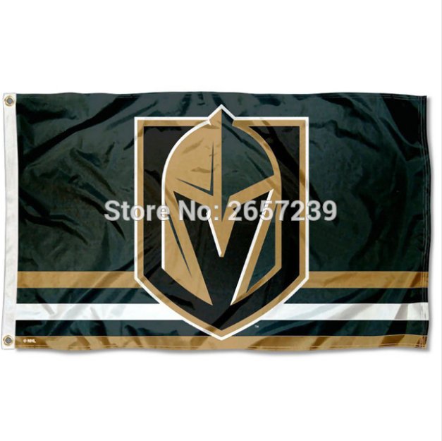 VEGAS GOLDEN KNIGHTS THREE LINES Flag 3x5FT NHL banner 100D Polyester brass grommets custom