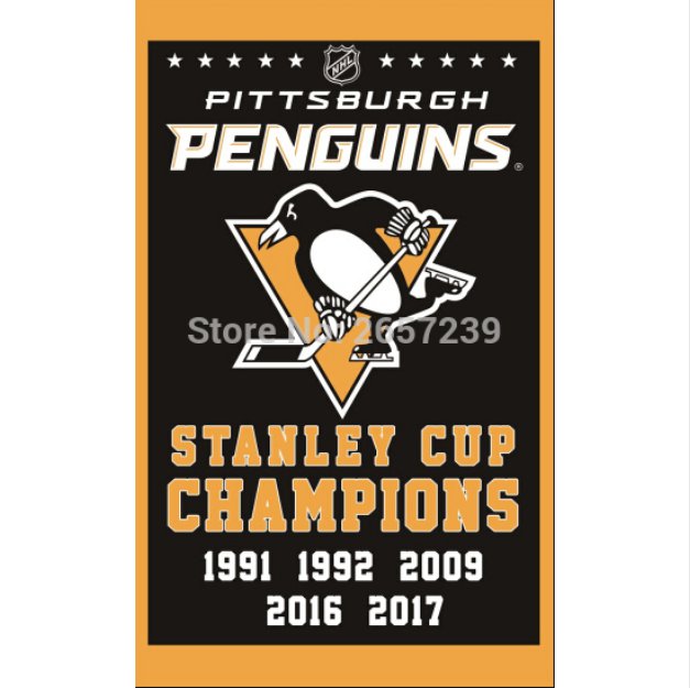 NHL Pittsburgh Penguins CHAMPIONS Flag 3x5FTbanner 100D Polyester brass grommets custom