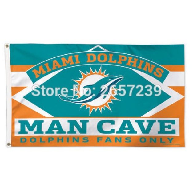 Miami Dolphins Man Cave Fans Only NFL Flag 3x5FT banner 100D Polyester brass grommets custom051