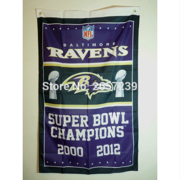 Baltimore Ravens super bowl champions Flag 3x5FT NFL banner 100D Polyester brass grommets custom
