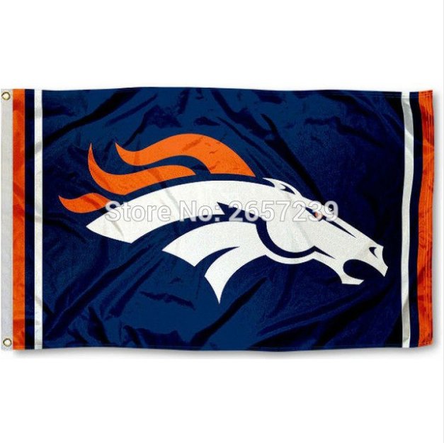 Denver Broncos blue colum Flag 3x5FT NFL banner 100D Polyester brass grommets custom, Free Shipping