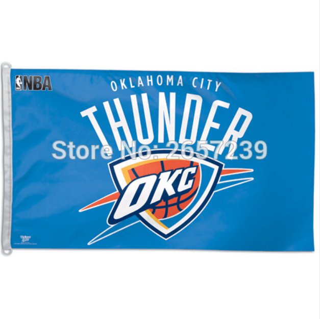 Oklahoma City Thunder Flag 3x5FT NBA banner 100D Polyester brass grommets custom66,Free Shipping