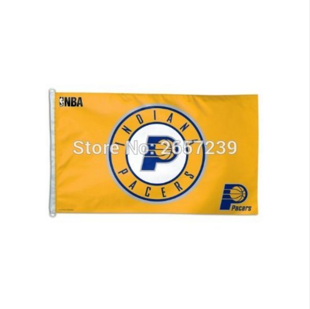 Indiana Pacers yellow Flag 3x5FT NBA banner 100D Polyester brass grommets custom66, Free Shipping