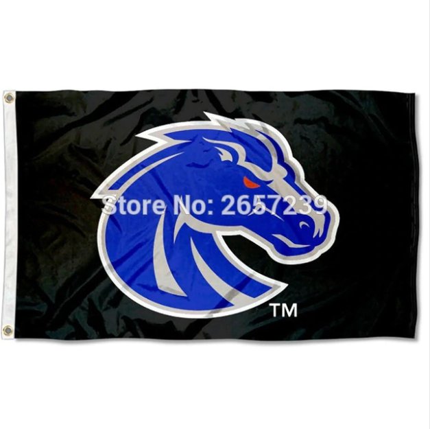 BSU Boise State Broncos black logo Flag 3X5FT NCAA banner 100D Polyester brass grommets custom