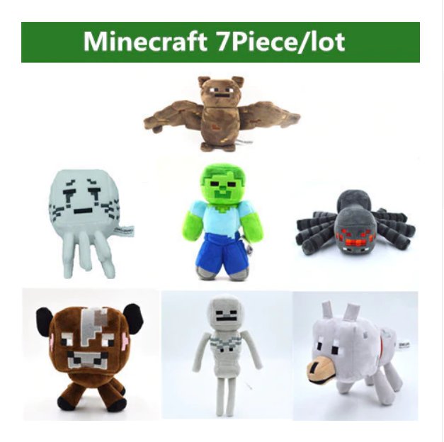 Minecraft Toys Minecraft Game Stuffed Plush Toys Skeleton Wolf Steve Cow Ghost Spider Bat Baby Toys