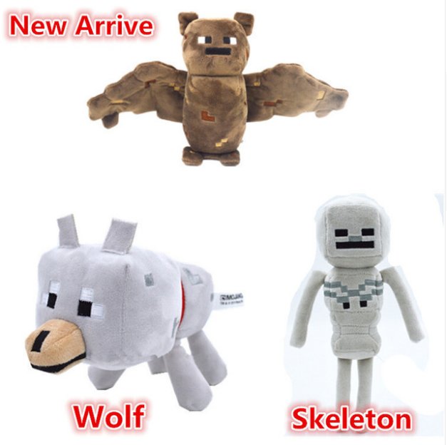 3pcs/lot Peluche Minecraft Toys Minecraft Creeper Wolf Skeleton Bat Plush Toys Stuffed Toys Doll