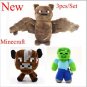 3pcs/lot Minecraft Kids Toys Stuffed Plush Toys Minecraft Steve Bat Cow Plush Toy Doll
