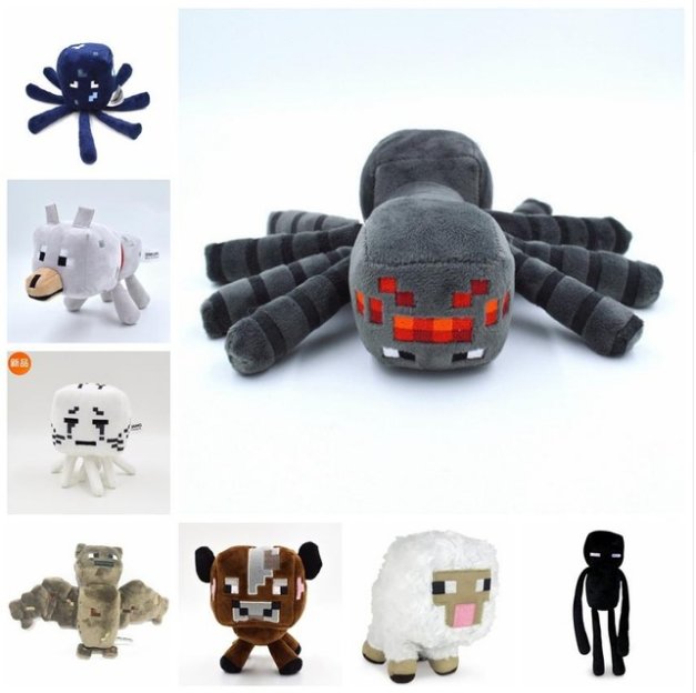 8pcs/lot Minecraft Plush Toys Creeper Enderman Spider Steve Sheep Stuffed Plush Toys Game Cartoon