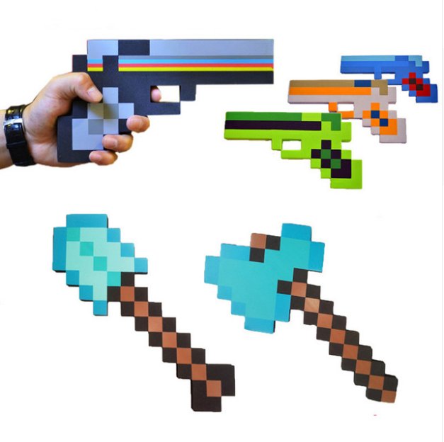 7pcs/lot Minecraft Foam Sword Axe Shovel Gun Toys Game EVA Weapons Model Toys Action Figure