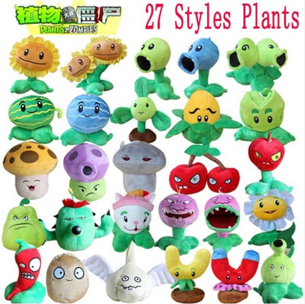 Plants Vs Zombies Soft Stuffed Plush Toys Doll Plants vs Zombies 13-20cm Plants Plush Toy 27pcs/set