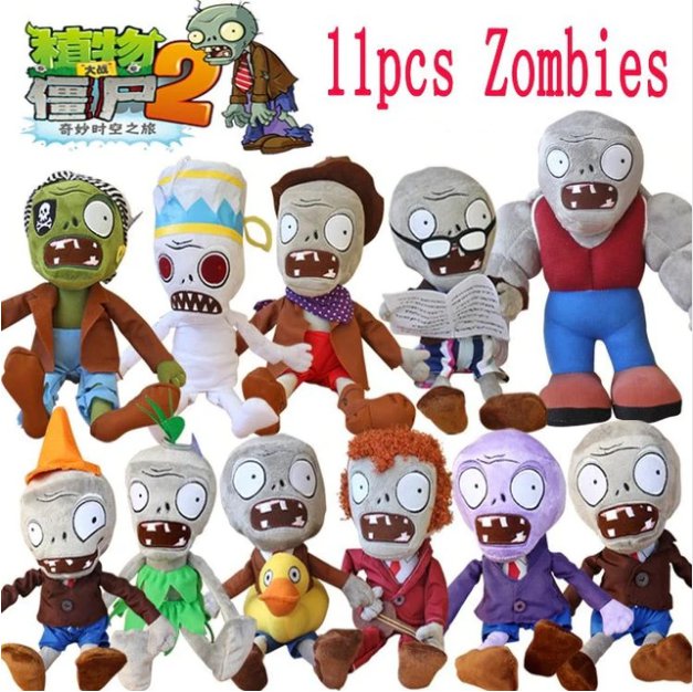 11pcs/lot Games Plants vs Zombies Plush Toys Soft Stuffed Toys Plant VS Zombies 2 30cm Zombies Plush