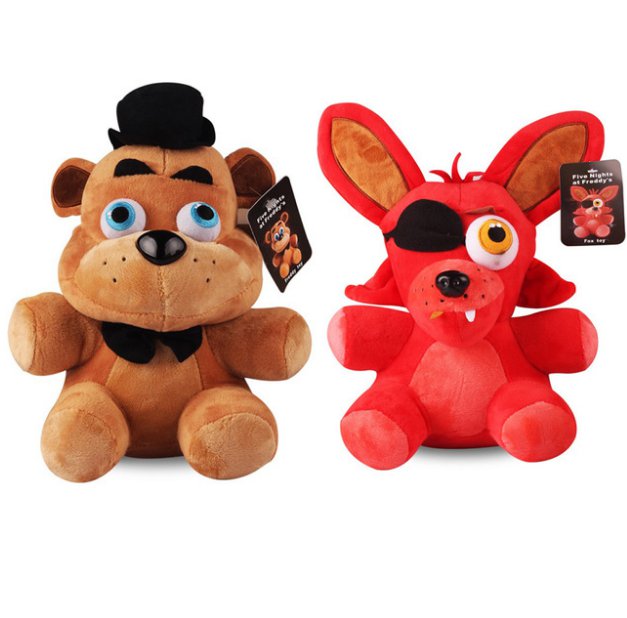 2pcs/lot 18cm Freddy Bear & Foxy Plush Five Nights At Freddy's 4 FNAF Freddy Fazbear Bear&Fox Foxy